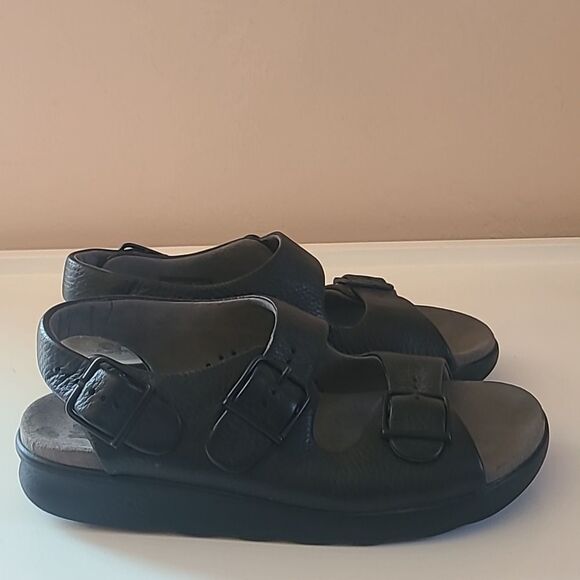 Relaxed Heel Strap Sandal Leather Tripad Comfort Sandals Black Size 7.5 W - Picture 7 of 16